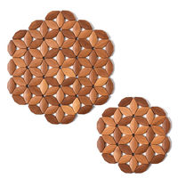 PRSVRA HHL-1436 Dessous-de-plat ronds en bois naturel pour plats chauds, ensemble pour table et comptoir de cuisine, robustes, durables, classiques, en stock