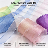 Ruban en organza de 6 mm, ruban en mousseline transparente pour bouquet de fleurs, emballage cadeau, bricolage, nœuds pour cheveux, décoration de mariage, vente en gros