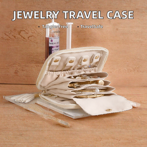 Bolsa Organizadora de Joyas Rectangular Simple para Viaje, Estuche Antienredos para Collares y Pulseras con Compartimentos con Cremallera - Product Image 2