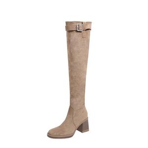 Luxury Fashion Boots Imported Calfskin <strong>Horse</strong> Bit <strong>Square</strong> Heel Autumn Winter Flat Boots - Product Image 3