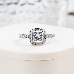 MSR-1996 PT950 Engagement <b>Ring</b> 1CT D VVS2 Princess Shape Lab Grown <b>Diamond</b> <b>Ring</b> - Product Image 2