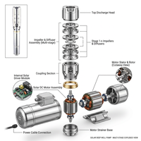 Pompe submersible solaire DC en acier inoxydable de 6 pouces, grande diamètre, pour puits profond, pompe centrifuge pour l'approvisionnement en eau des fermes