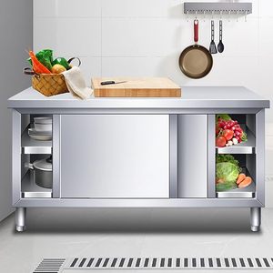 Plan de travail double face en acier inoxydable pour salle à manger d'hôtel, préparation alimentaire, emballage de viande et atelier industriel - Product Image 2