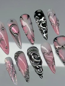 Alta gama hecha a mano Dark Aurora Europeo Americano metálico <span class=keywords><strong>Rosa</strong></span> ojo de gato arte de <span class=keywords><strong>uñas</strong></span> resistente diseño de chica caliente para dedos - Product Image 4