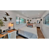 Casa Contenedor Prefabricada Desmontable de Lujo Moderna de Dos Pisos con Acabado de Madera para Cabañas, Hotel, Apartamento o Villa