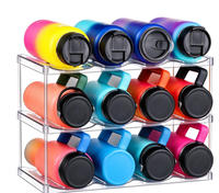 Organisateur de bouteilles d'eau en plastique empilable à 3 niveaux Raytop, type armoire, support transparent de qualité supérieure pour gobelets