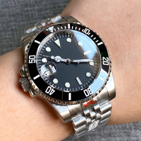 Montre automatique NH35 pour homme, 40 mm, gaucher, lunette à 120 clics, couronne à 9 heures, verre saphir, bracelet 904L, cadran lumineux