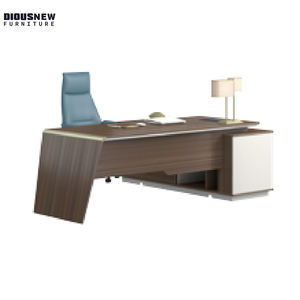 Muebles de oficina modernos-<span class=keywords><strong>Escritorio</strong></span> ejecutivo de lujo <span class=keywords><strong>Escritorio</strong></span> de ordenador en forma de L Muebles de negocios de madera con cajones y estantes - Product Image 5