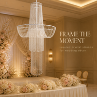 Rideau de perles en cristal décoratif avec cadre métallique, design en cascade superposée - Chandelier romantique et élégant pour mariage