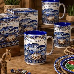 Tasses en céramique souvenirs touristiques d'Afrique du <span class=keywords><strong>Sud</strong></span>, motif floral, montagne, faune, pour café, lait, mug, personnalisation OEM ODM, vente en gros - Product Image 3