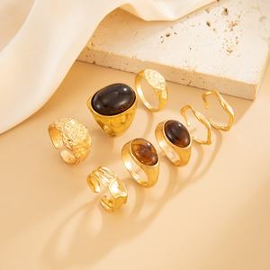 8 cái/bộ hợp thời trang không thường xuyên lớn mịn Acrylic đá quý nhẫn cho phụ nữ quyến rũ phụ nữ ngón tay vòng trên tay phụ kiện thời trang đồ trang sức - Product Image 4