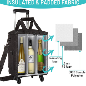 Sac de transport <span class=keywords><strong>à</strong></span> roulettes pour 6 bouteilles de vin, valise <span class=keywords><strong>isotherme</strong></span> <span class=keywords><strong>à</strong></span> roulettes pour le transport de vin, sac <span class=keywords><strong>isotherme</strong></span> <span class=keywords><strong>à</strong></span> roulettes pour le voyage - Product Image 3