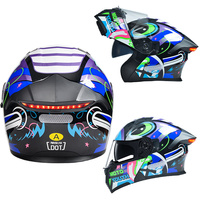 Nouveaux phares arrière LED intelligents, casques de moto à double visière, casque modulaire, logo personnalisé, casque ABS, vente en gros d'usine DOT
