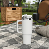 Vaso Térmico Personalizado de Acero Inoxidable |   Termo de 40 oz con Diseño de Orquídea Estilo Chino, Mantiene el Calor Durante 12 Horas, Portátil para Uso en Campamentos
