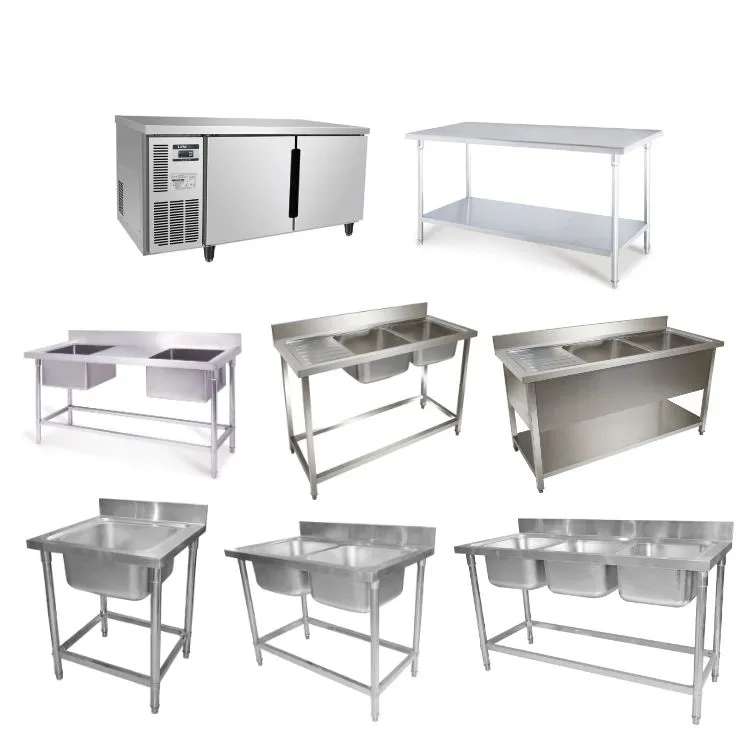 Fregadero de cocina de acero inoxidable 304, mesa de trabajo de limpieza de pescado con doble lavabo, proveedores de mostrador, para restaurante comercial