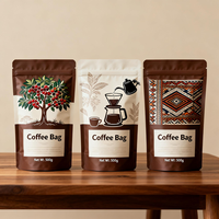 Sachet de café personnalisé de haute qualité, imprimé sur mesure, réutilisable, avec fermeture éclair, design personnalisé, sachet stand-up, sachet en Mylar