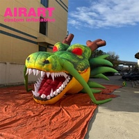 Dragon gonflable rouge, tête de dragon gonflable réaliste pour la fête