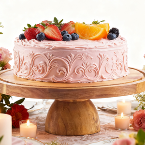 Acacia Đế Bánh Bằng Gỗ Có Nắp Acrylic Cho Đám Cưới Khay Trưng Bày Bánh Cupcake Sản Phẩm Gỗ Tròn - Product Image 2