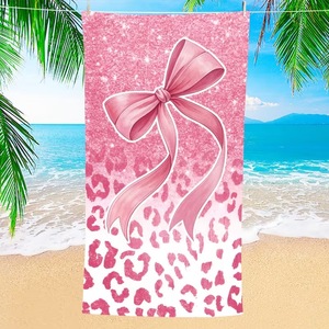 Serviette de plage en microfibre imprimée motif léopard rose et nœud aquarelle, légère, résistante à la décoloration, surdimensionnée, séchage rapide, sans sable - Product Image 4