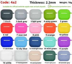 Funda de Silicona para Auriculares Inalámbricos Bluetooth Apple <span class=keywords><strong>AirPods</strong></span> <span class=keywords><strong>3</strong></span>.ª Generación, Bolsa de Almacenamiento Anticaídas, Modelo Grueso 4A2, Hecho en China - Product Image 2