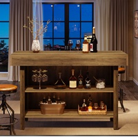 Table de bar de 57,48 pouces, table de pub industrielle de hauteur comptoir avec rangement à 2 niveaux, unité de bar rectangulaire pour la maison avec repose-pieds en métal