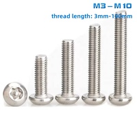 Sekrup Baut Pengaman Kepala Pan Tombol Bintang Torx Baja Tahan Karat 304 M2 M2.5 M3 M4 M5 M6 M8 M10