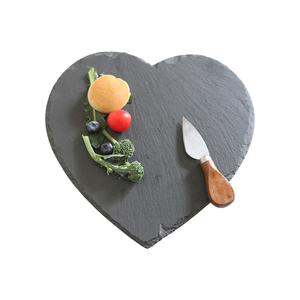 Plateau en pierre à Steak écologique, de couleur noire, en forme de cœur, artisanat, nouveau produits