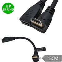 Adaptateur de câble court 8K HDMI 90 degrés à angle droit mâle vers femelle HDMI 2.1 48Gbps avec vidéo 8K 60Hz et HDR 3D pour TV/Xbox /PS4