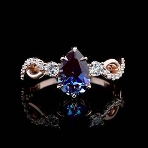 Bague de fiançailles RIZTA JEWELS en or massif 18 carats avec diamant de laboratoire 0,5 ct 1 ct 2 ct certifié IGI, coupe poire, classique, plaqué or, unisexe - Product Image 1