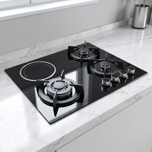 Eingebautes 4-Brenner-Gaskochfeld aus Gehärtetem Glas mit Elektrischer Heizplatte und Keramikkochfeld - Product Image 1