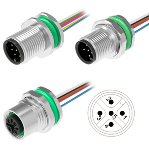M12 2-17 Pin ô tô IP67 Bảng điều khiển không thấm nước gắn kết nối ổ cắm phía trước gắn chặt nam nữ hàn Litz dây 2A - Product Image 2