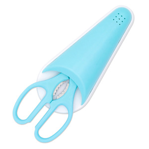 <b>Kitchen</b> <b>Scissors</b> Stainless Steel Blue Straight Head Home Use With Magnetic Sleeve - Product Image 1