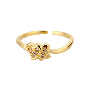 <span class=keywords><strong>Bague</strong></span> de luxe pour femme, anneau en forme de cœur d'amour, plaqué <span class=keywords><strong>or</strong></span> 18K, cadeau redimensionnable, en zircon cubique CZ - Product Image 3