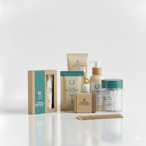 Set de Amenidades Ecológicas de Lujo para Hoteles, Empaque Biodegradable, Suministros de Hostelería, Marca OEM, Hecho en EE. UU. - Product Image 1