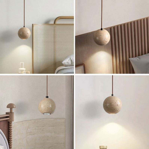 Lampadario a sospensione LED in travertino giallo Wabi Sabi, lampada da comodino per camera da letto, faretto da tavolo, installazione facile, dimensioni medie, 2 anni di garanzia - Product Image 2