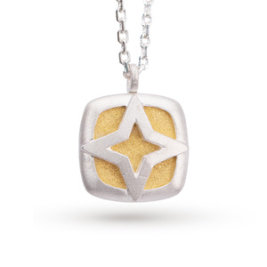 Stella <span class=keywords><strong>Polaris</strong></span> 999 in argento Sterling intarsiato con collana pendente a maglie in oro 24K romantici gioielli di moda per donne ragazze regalo - Product Image 1