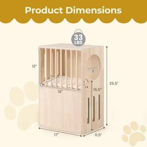 Bienbee Gine Domuzu Sığınağı, Küçük Hayvanlar ve Tavşanlar için Yumuşak Minderli Büyük Ahşap Gine Domuzu Evi - Product Image 6