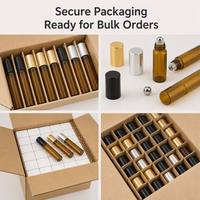Flacon cylindrique roll-on en verre ambré transparent pour parfum et huiles essentielles, 3ml, 5ml, 10ml, avec bouchon personnalisé couleur et sérigraphie