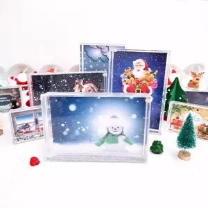 Set bingkai foto akrilik 6x4 inci, setelan hadiah Natal dengan rangka Gambar plastik berkilau untuk foto