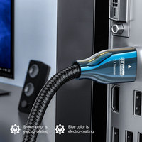 Câble HDMI 2.1 8K 48 Gbit/s avec revêtement électrolytique, alliage de zinc bleu, tressé en nylon, VRR, ALLM, plaqué or, OEM en vrac pour moniteur de jeu