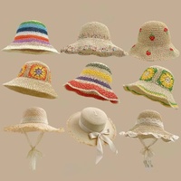 Printemps été fait à la main Plaid seau chapeaux Crochet femmes doux soleil plage chapeaux à carreaux tricoté pêcheur casquette chapeau