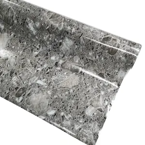 灰色岩石纹理塑料地板卷油毡地板聚氯乙烯乙烯基片地毯垫覆盖干燥背衬毛毡背