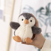 Peluche pingouin en fourrure grise super douce, confortable, compacte, 4 pouces, décoration de bureau, oiseau polaire miniature kawaii