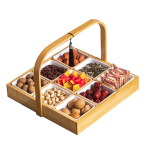 Plato de postre de estilo chino nuevo, plato de frutas secas de cuatro compartimentos, plato retro para repostería y té, para compromiso y boda - Product Image 5