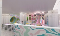 Aire de jeux intérieure pour enfants style Macaron, château gonflable personnalisé avec cloisons multi-pièces pour salle de jeux boutique