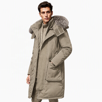 Parka longue d'hiver avec capuche en fourrure et logo personnalisé, matelassée robuste, uniforme tactique d'équipe, broderie marque privée, vente en gros