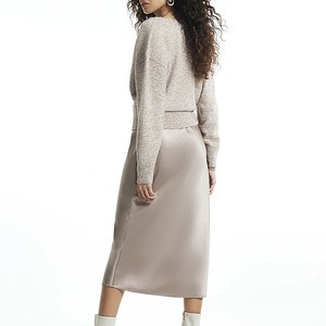 Robe midi plissée élégante à rayures en polyester tissé pour l'été - Product Image 3