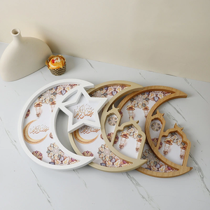 DAMAI <b>EID</b> Festival Wooden Craft Star and Moon Tray Holiday <b>Gift</b> Wall Hanging Decoration - Product Image 1