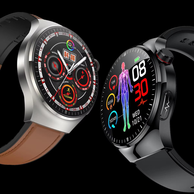 Fall Detection SOS Blood Lipid SmartWatch with IP68 Waterproof AMOLED Display Android OS Sleep Tracking & Thermometer