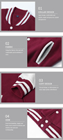 Conception personnalisée Chenille Broderie Logo Patch Hommes Baseball Veste Manches Longues Sport Travail École Porter Letterman Veste